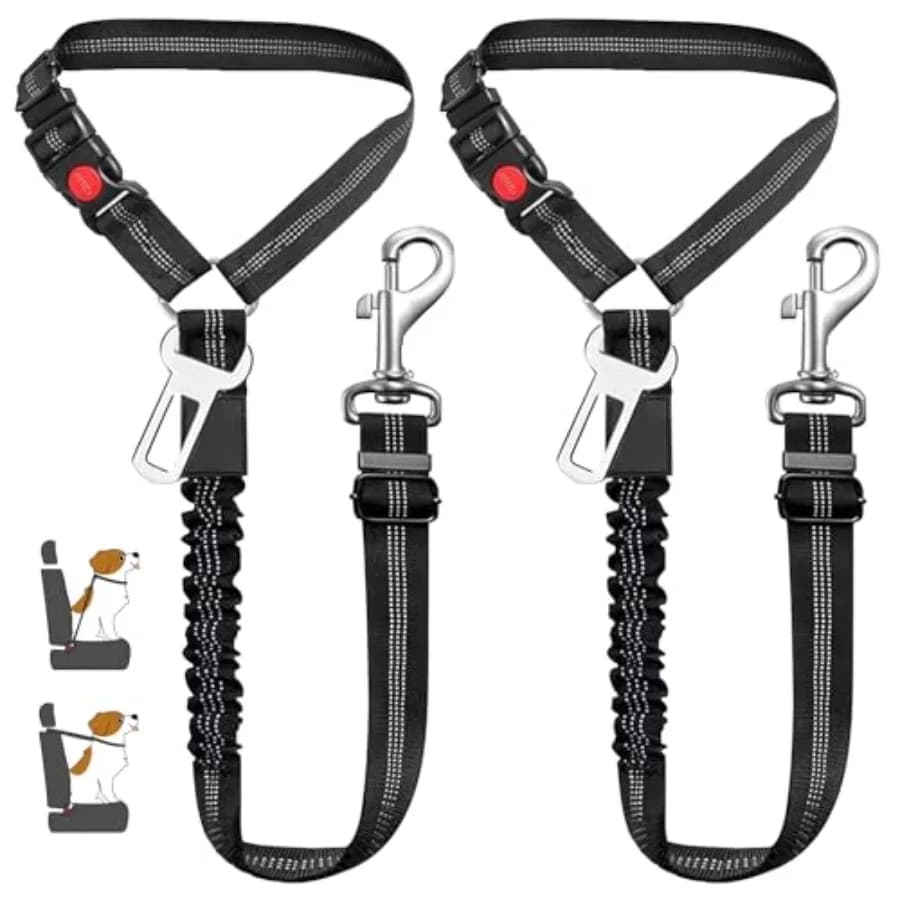 Pettorine per veicoli Cinture per cani 2 in1 per auto Confezione da 2 Pettorine per animali Poggiatesta Clip di ritenuta Cintura regolabile per imbracatura per auto per cani con An