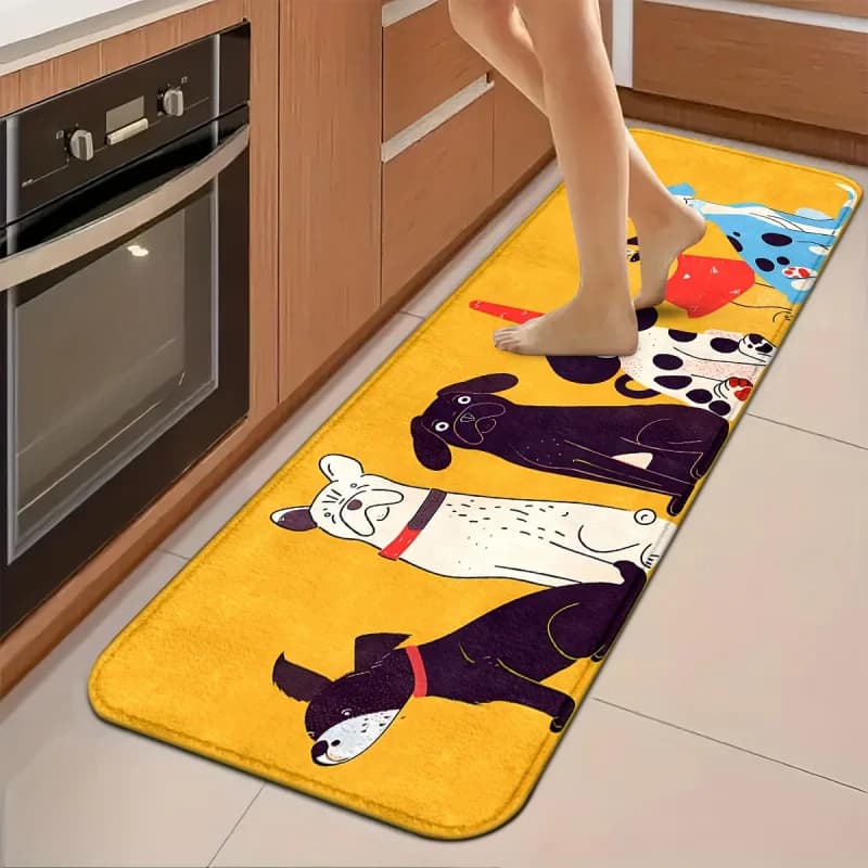 Tappeto VIKAMA con simpatico cane dei cartoni animati - Tappetino morbido in pelliccia per zona bagno, ingresso - Tappeto lungo per cucina - Decorazione per la casa