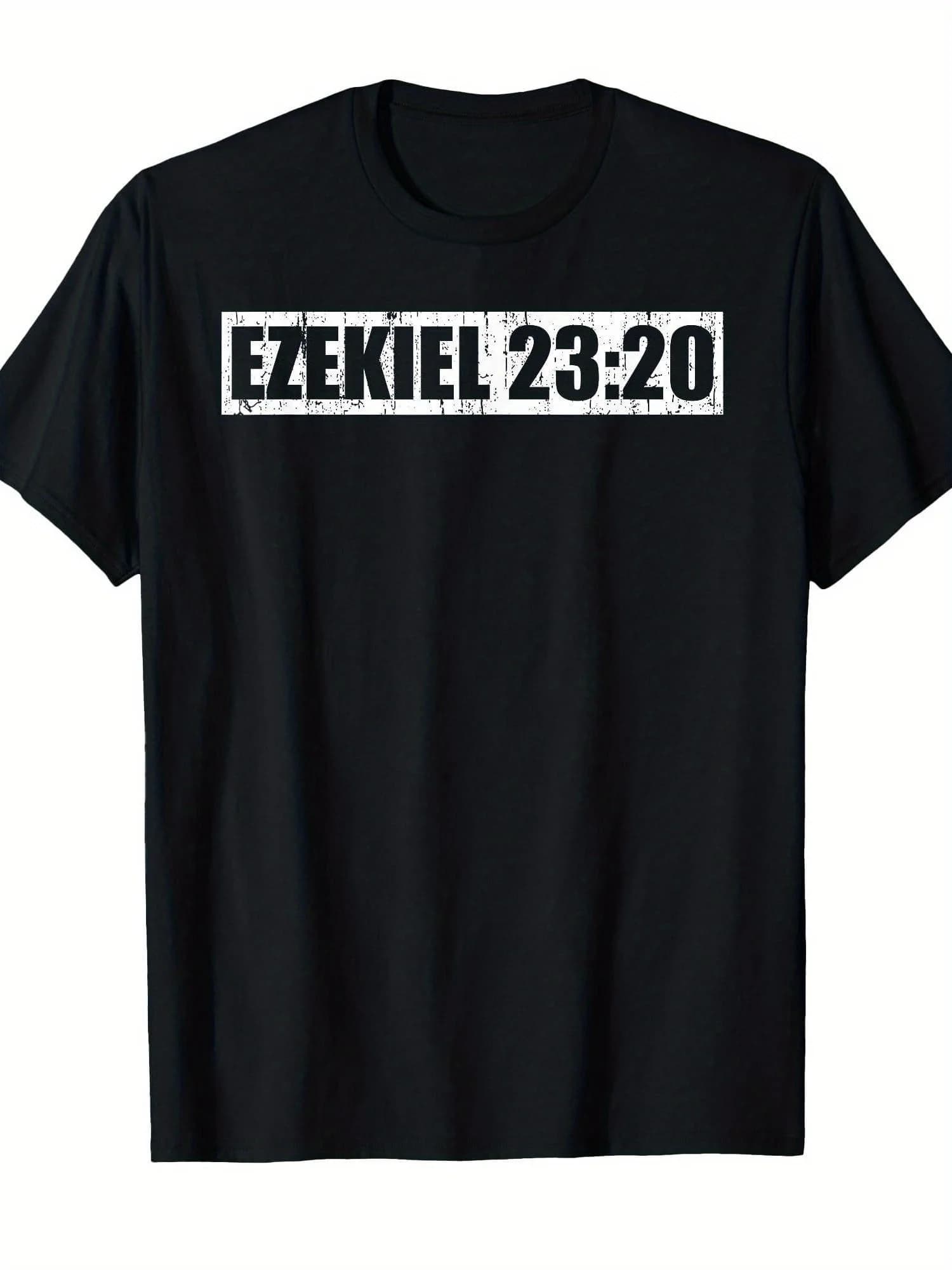 T-shirt con versetto biblico Ezechiel 23:20 - Maglietta a maniche corte con scollo rotondo in puro cotone al 100%, con stampa digitale resistente