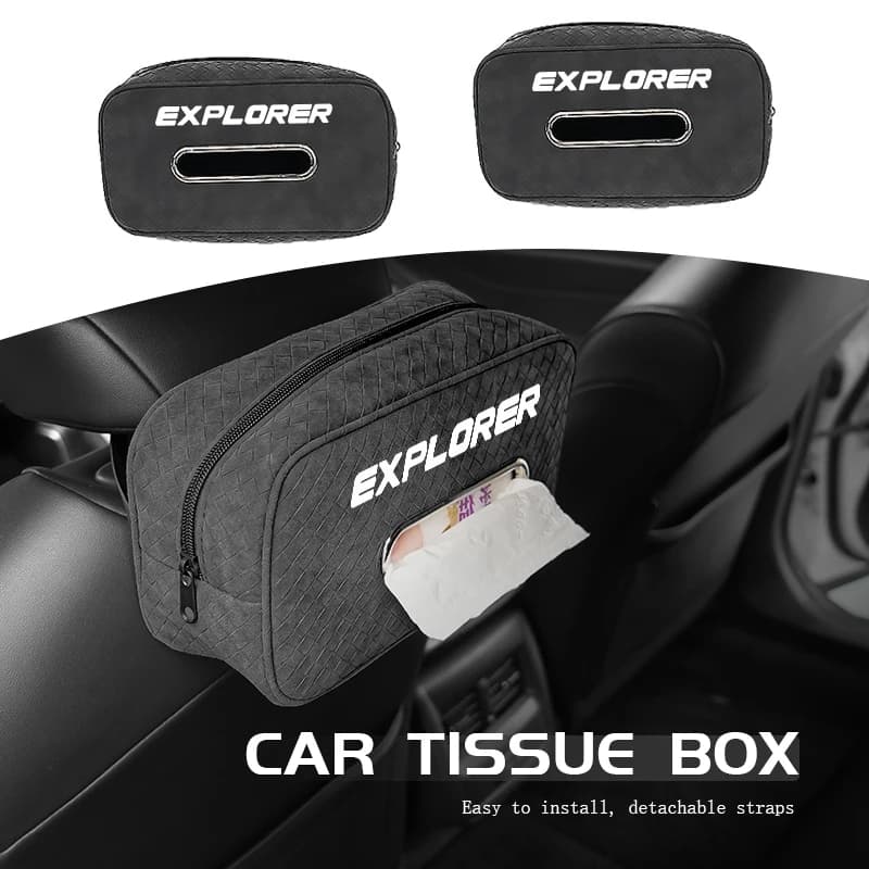 For Ford Car Seat Back Tissue Box Waterproof Auto Interior Tissue Organizer Escape Ecosport Fusion Explorer Expedition Taurus