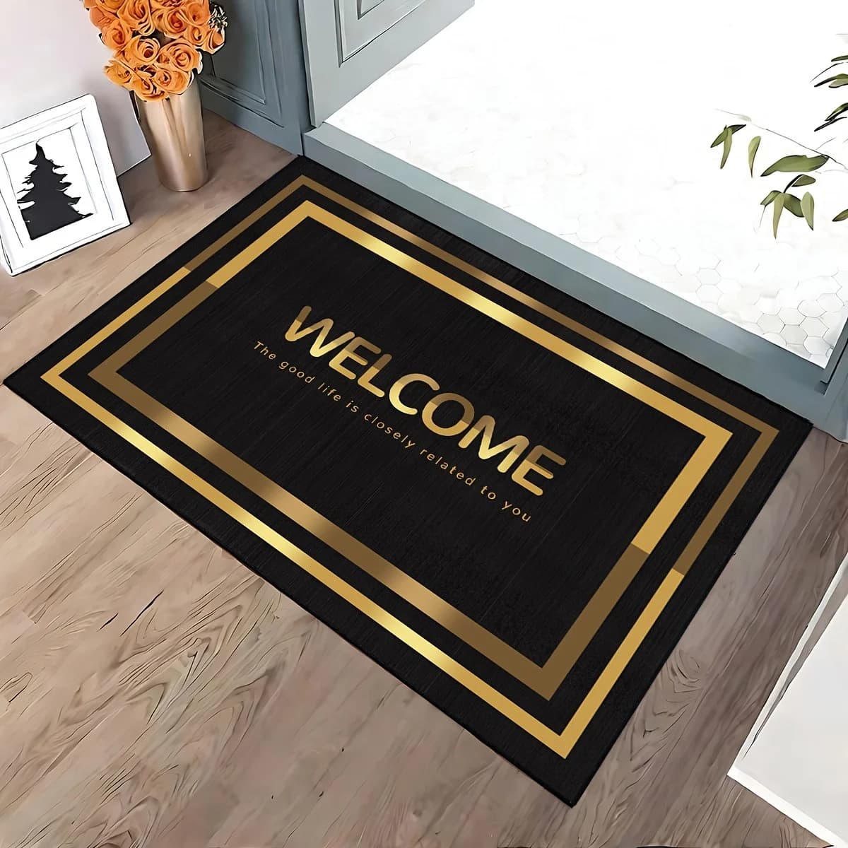 VIKAMA Welcome Door Mats Entrance Non Slip Floor Mat Home Decor Bedroom Bathroom Carpet Entrance Waterproof Doormat Bedside Rug