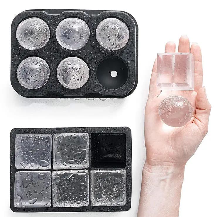 Stampo per Ghiaccio Riutilizzabile di Grado Alimentare, Utensili per Gelato, Stampo per Palline di Ghiaccio, Stampo per Cubetti di Ghiaccio Rotondi e Quadrati in Silicone, Utensili da Cucina