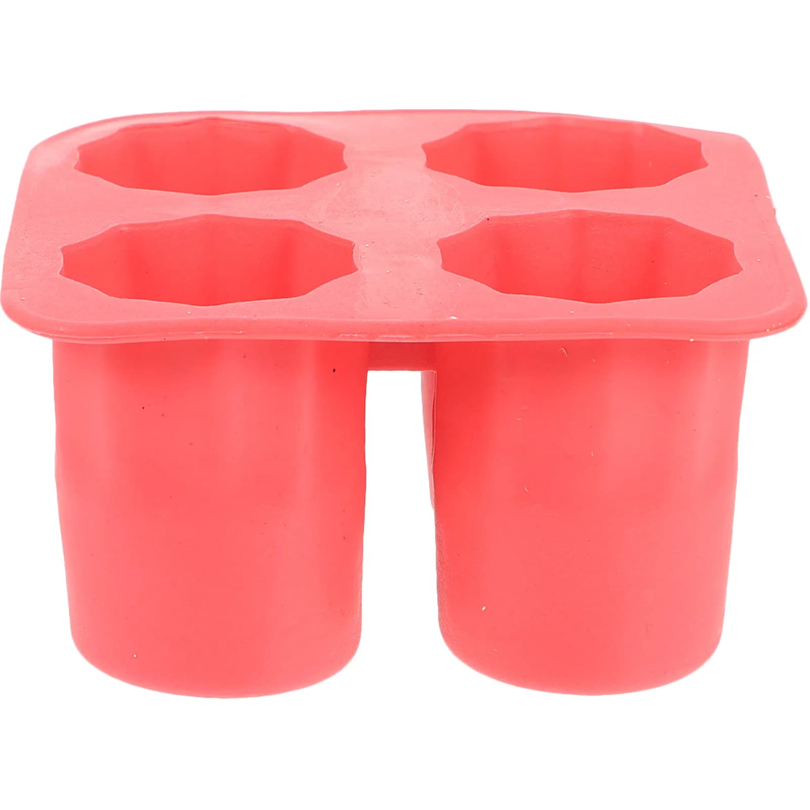 Stampo Flessibile in Silicone Rosso per 4 Cubetti di Ghiaccio, per Pudding, Gelatina, Caramelle e Cioccolato, Facile da Pulire, Senza BPA, Grado Alimentare