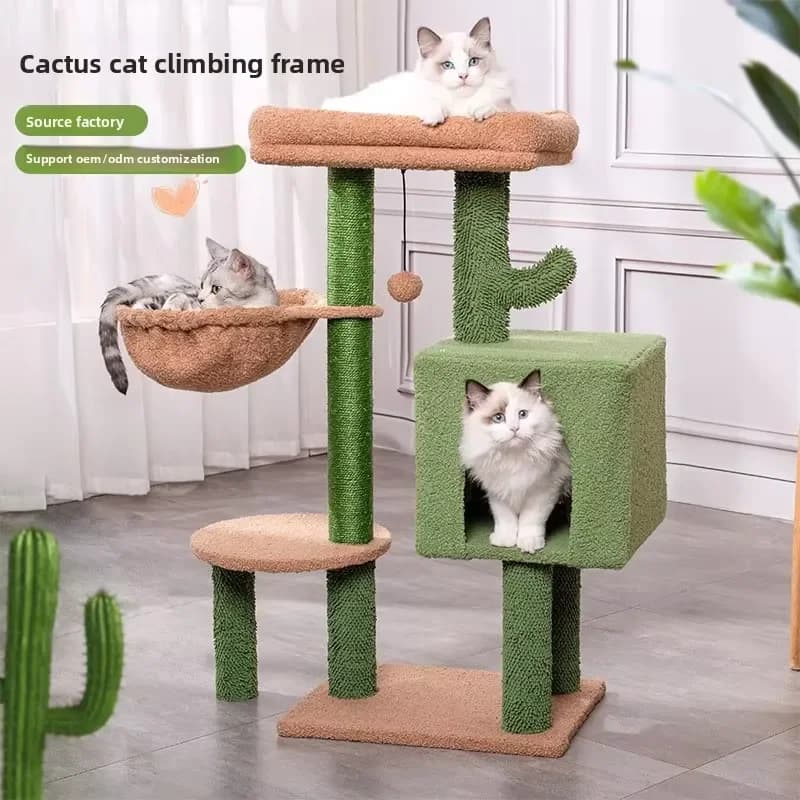 for Customizable Wood Eco-friendly Cat Tree Scratcher Space-Saving Jump Platform for Small Medium Kittens Cross-Border