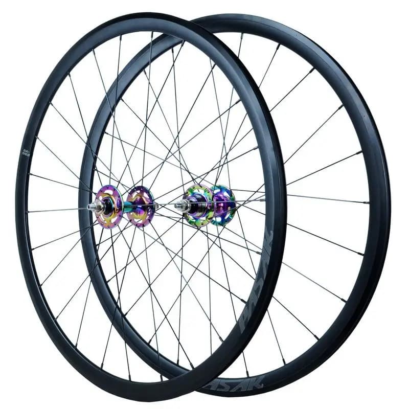 Pasak Set di ruote per bicicletta a scatto fisso 24H 700C Ruote per ciclismo su pista Fixie Single Speed OD 100-120mm Asse 3/8" Flangia 71mm