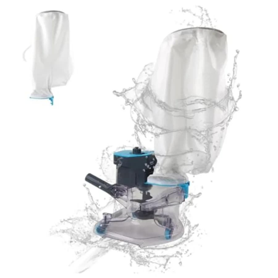Aspiratore per foglie da piscina senza fili con doppio sacco filtro per piscine fuori terra e interrate, aspiratore per piscina resistente 24GPM S