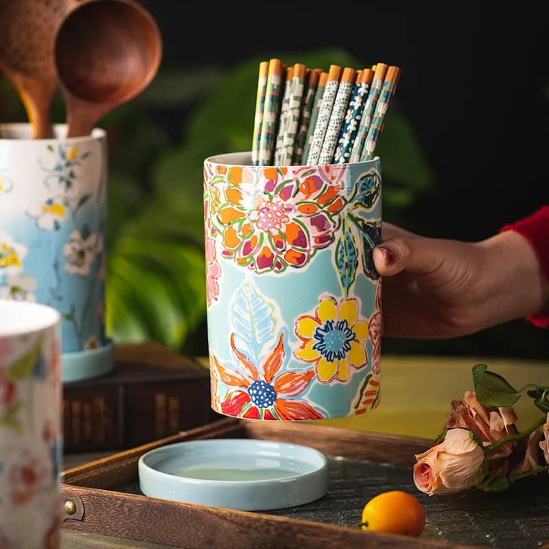 Contenitore in ceramica ZML per bacchette, coltelli e forchette, cestello portaoggetti da cucina.
