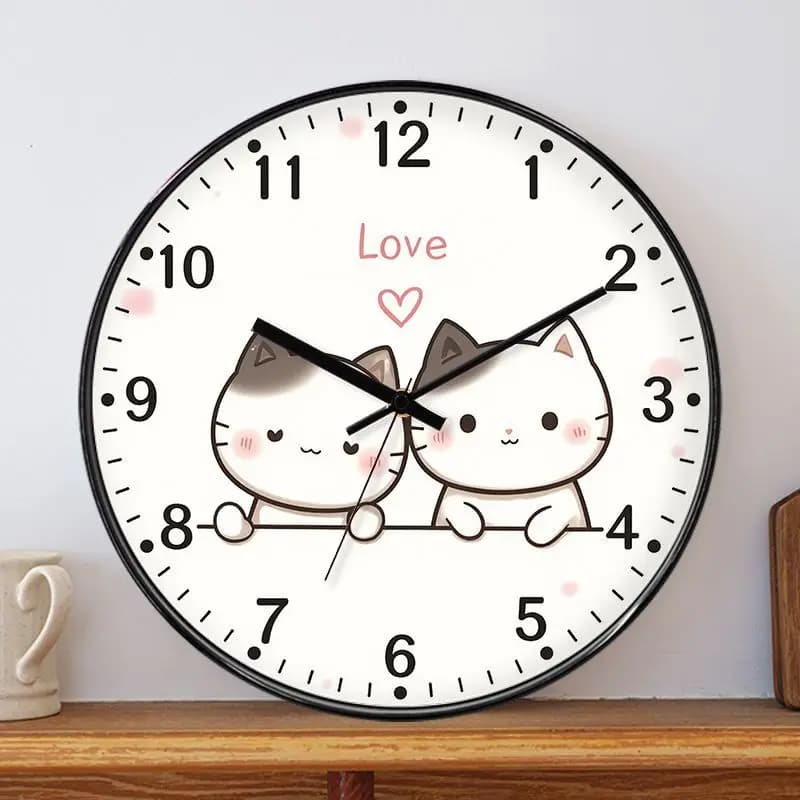 Animated Cartoon Watch with Cat Hot Home Watch Silent Wall Clock for Living Room Creative Quartz Watch with Cat Cute Elements Essential For Home
