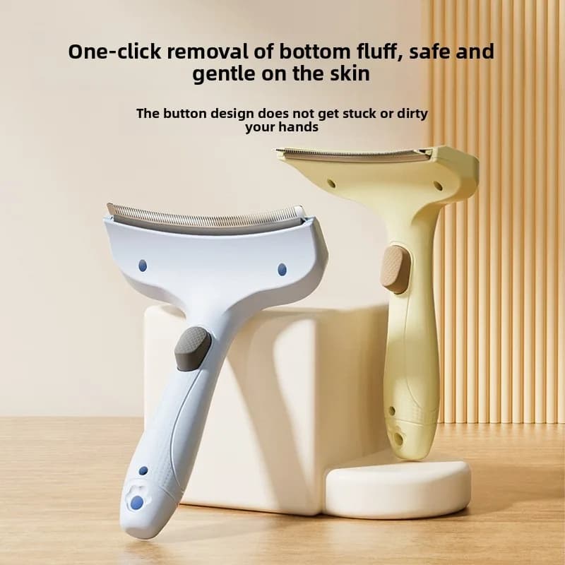One-Click Self-Cleaning Pet Deshedding Brush Curved Blade Undercoat Rake Hair Remover Grooming Tool for Dog Cat