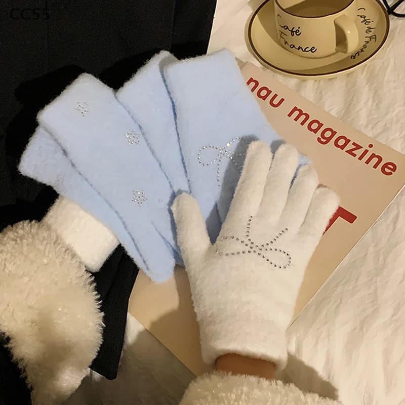 maveraCC55 Mituanti di peluche carini per le donne Guanti da ciclismo all'aperto caldi e freddi ispessiti invernali Regalo perfetto per lei