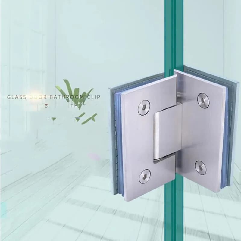 Clip in vetro per bagno a 90 gradi cerniera per porta in acciaio inossidabile 304 cerniera per porta in vetro per doccia a doppia pagina (XYGL-10)