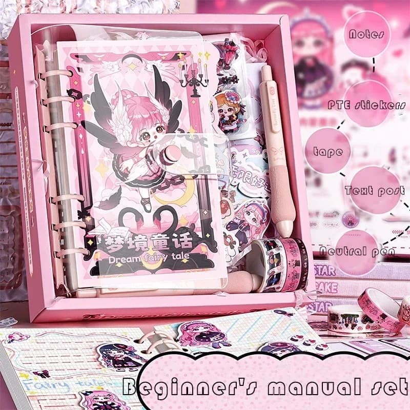 60PCS Kawaii Novice Friendly Manual Book Gift Box Beginners Make Manual Tool Material Set Korean Stationery Gifts for Cute Girls
