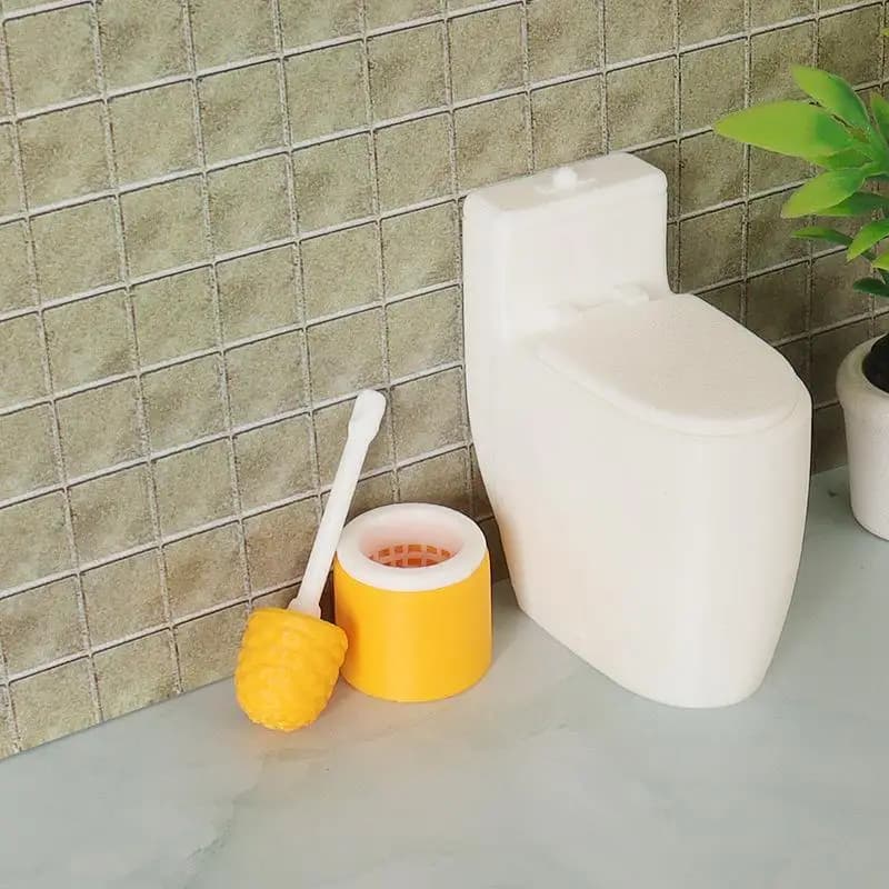 Set di 3 Spazzole per WC in Miniatura, Modello Simulato in Scala 1:12, Strumento di Pulizia con Manico Lungo, Perfetto per Decorazione di Mini Bagni