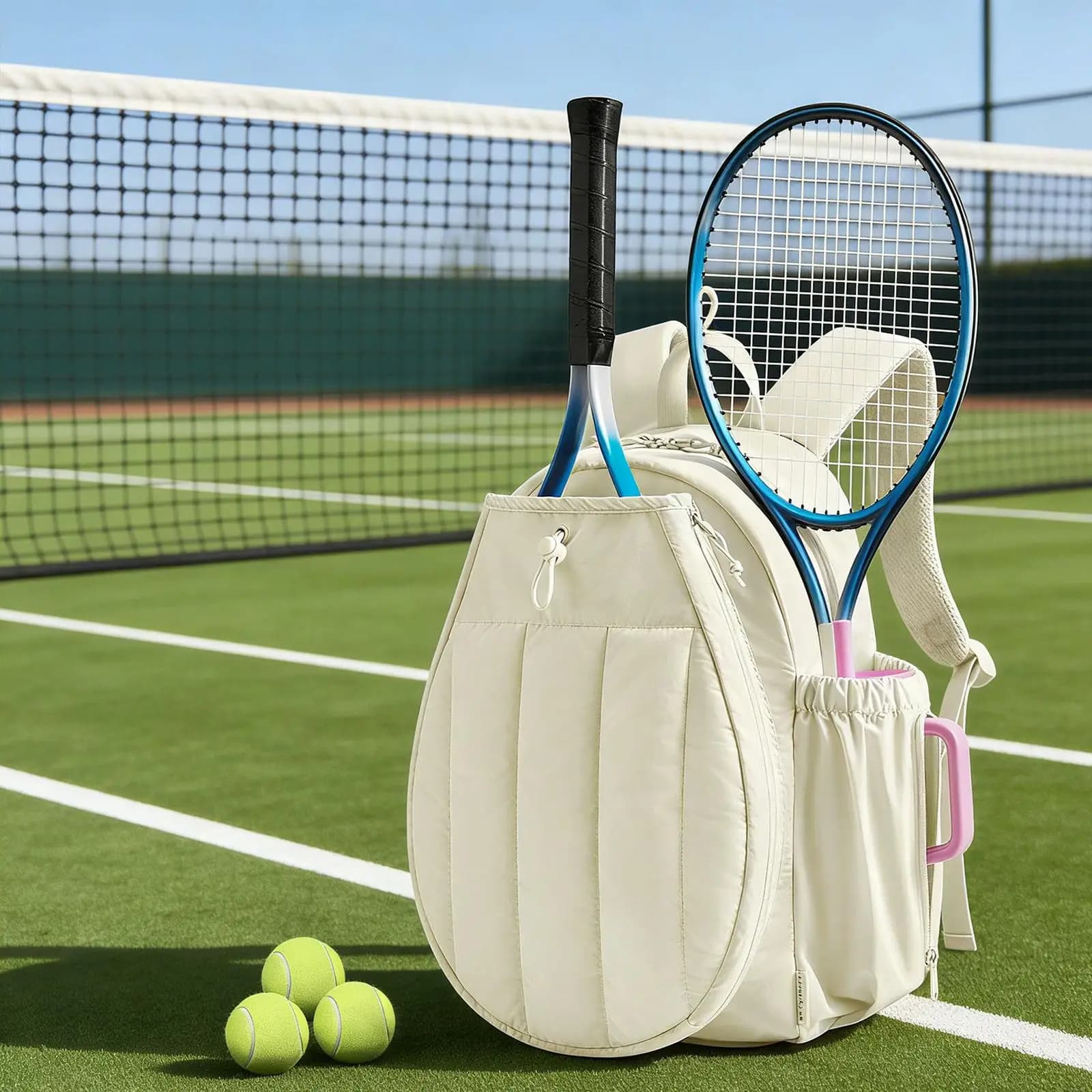 Borsa da tennis per sport all'aperto con ampio scomparto con cerniera, borsa tote per racchette, per stoccaggio e viaggio