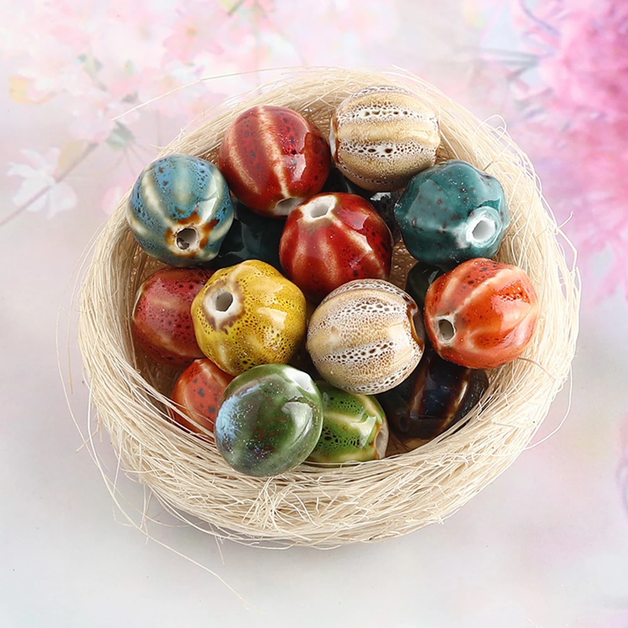 10 pz 11mm stile Nepal perline di ceramica perline di porcellana multicolore perline distanziatrici allentate per gioielli che fanno collana di bracciali fai da te