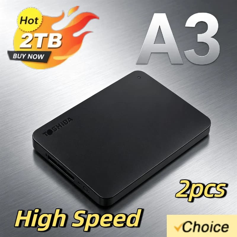 Toshiba per OEM Disco Rigido Esterno A3 da 500GB 1TB 2TB USB3.0, 2 Pezzi, 2.5 Pollici, Portatile, con Box
