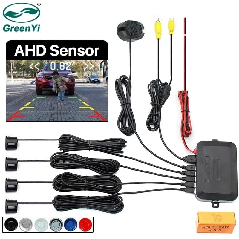GreenYi AHD Sensore di parcheggio video per auto Rilevatore di assistenza radar di backup inverso per sistema di telecamere di monitoraggio Retromarcia di sicurezza da 22 mm