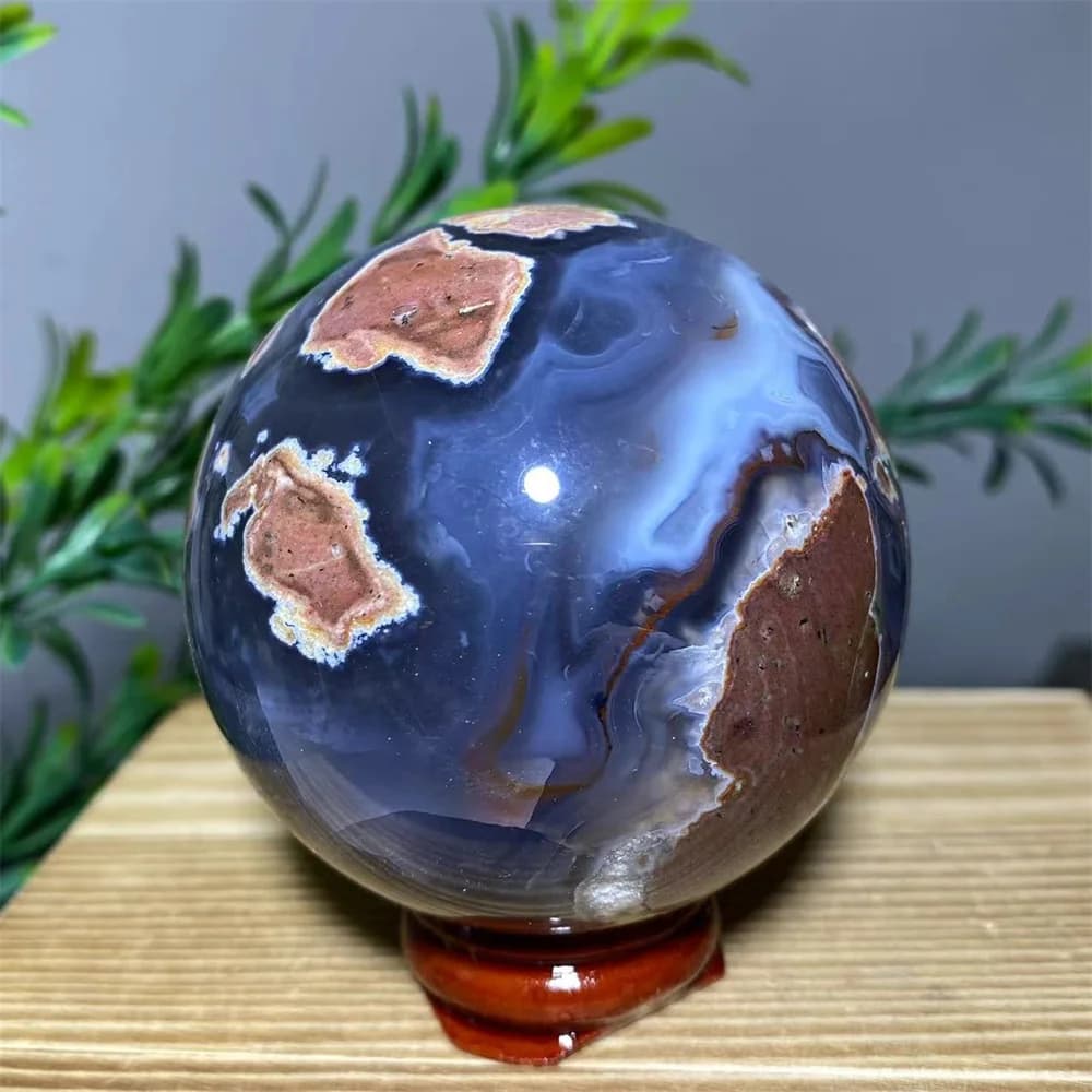 Cristallo Calcio Agata Sfera Sfera Naturale Flash Pietra Quarzo Casa Minerale Spiritua Ornamenti Decorazione + Stand