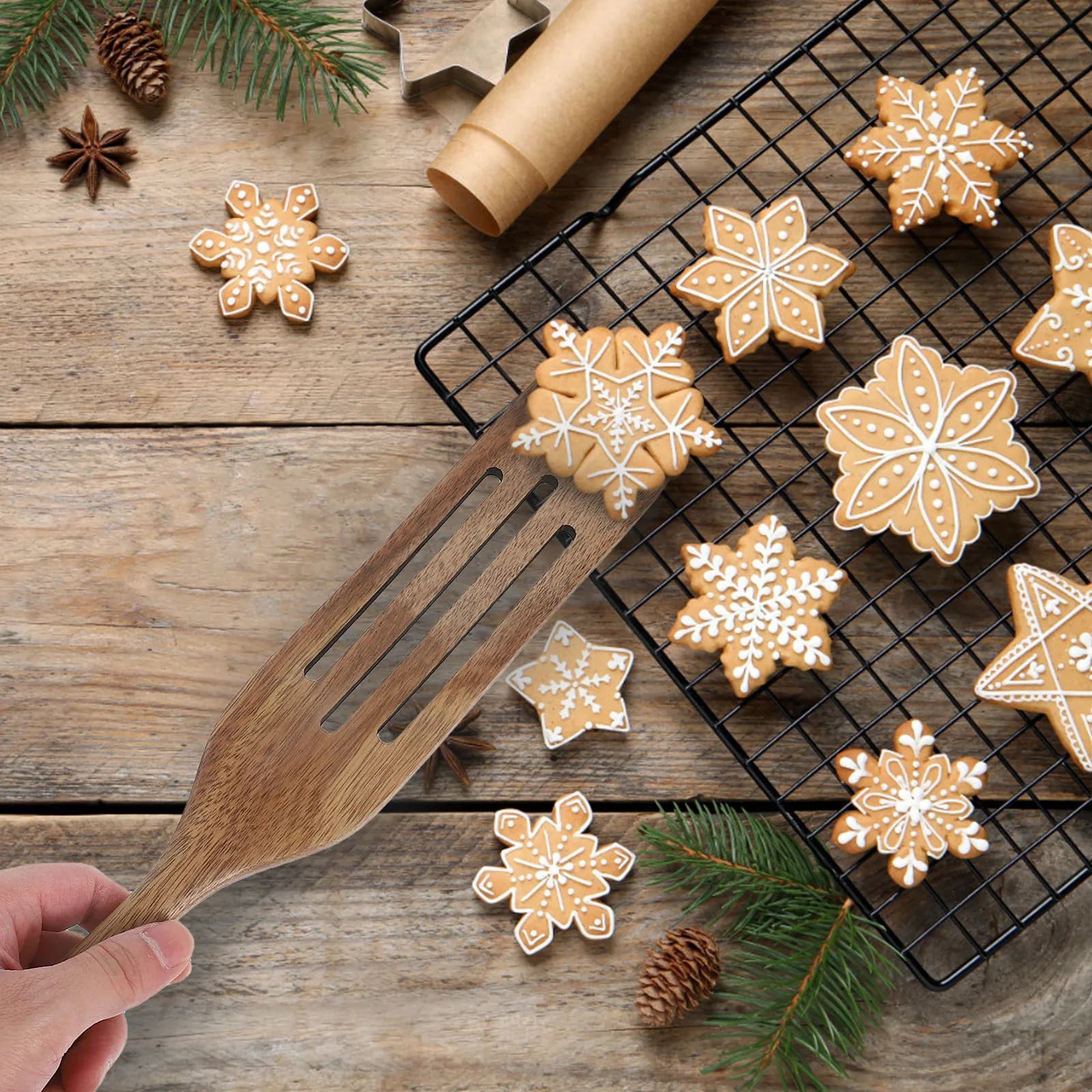 Set di 5 Spatole in Legno per Pizza, Paletta Rustica Piatta per Pancake, Omelette, Impasto, Cucina, Forno, Servizio, Cucina