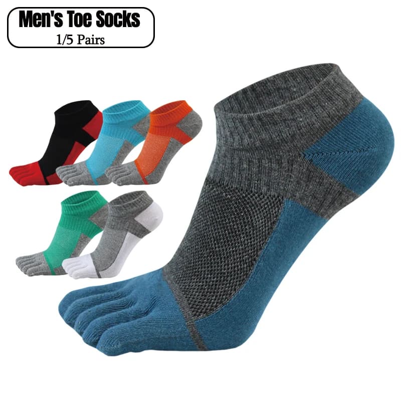1/5 paia di calzini estivi alla caviglia in cotone colorato mesh traspirante bocca superficiale deodorante che assorbe il sudore No Show 5 calzini con dita