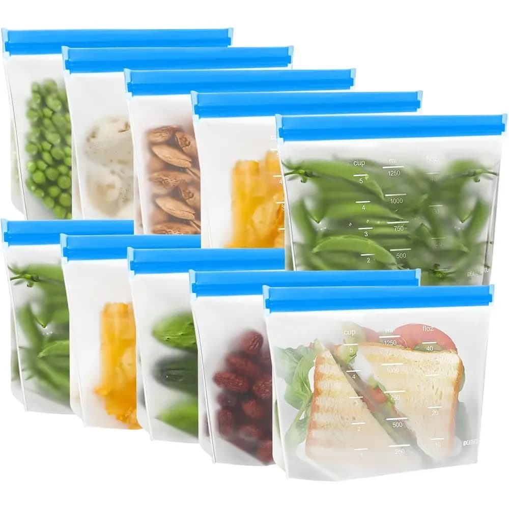 Sacchetti per sandwich riutilizzabili, formato quart, a tenuta stagna e senza BPA, confezione da 10 per conservazione alimenti e viaggi