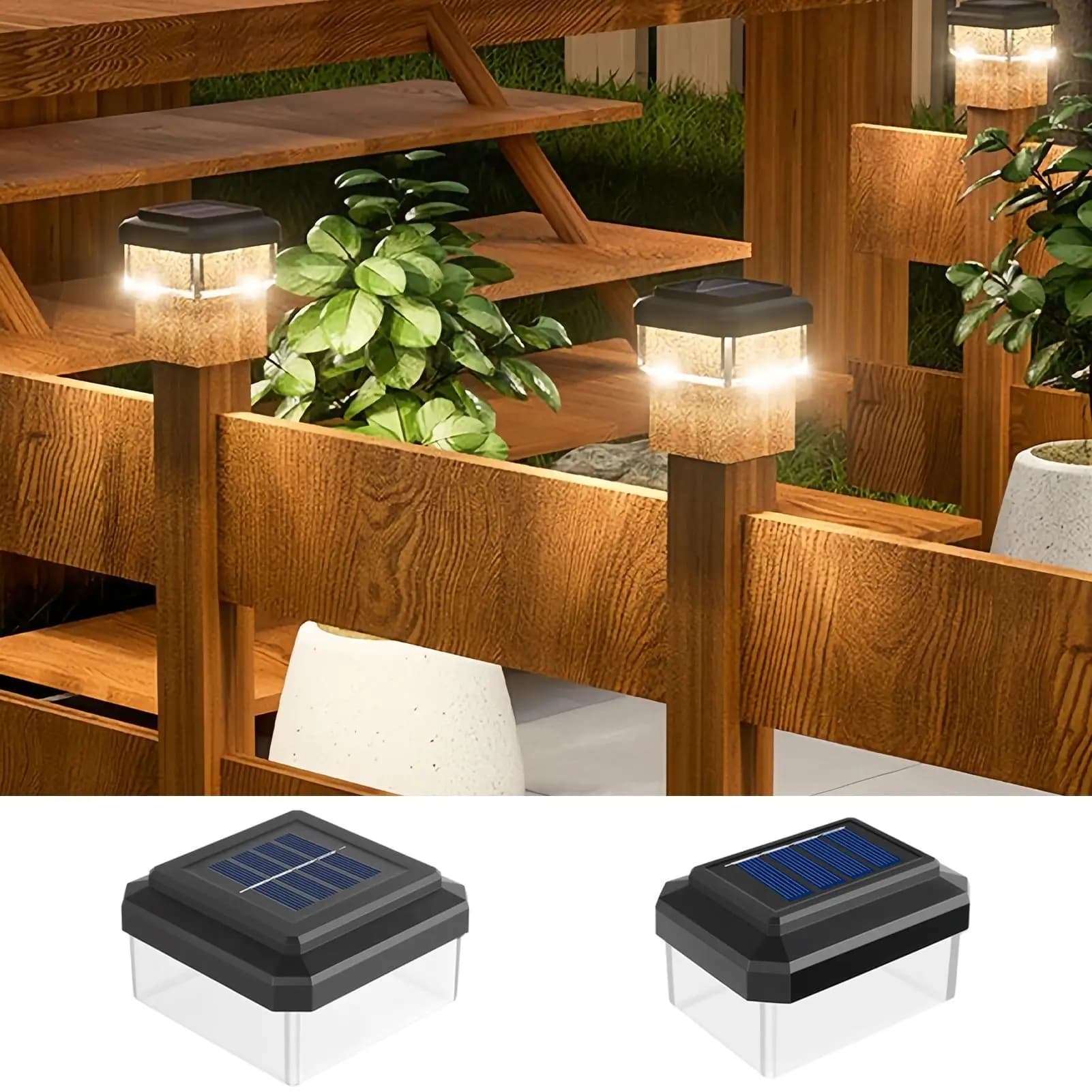 Solar LED Light Poles Light Pole Lights for Waterproof Fence Outdoor Lamp for Garden Poles Wooden Lawn Patio Portico Courtyard Decor