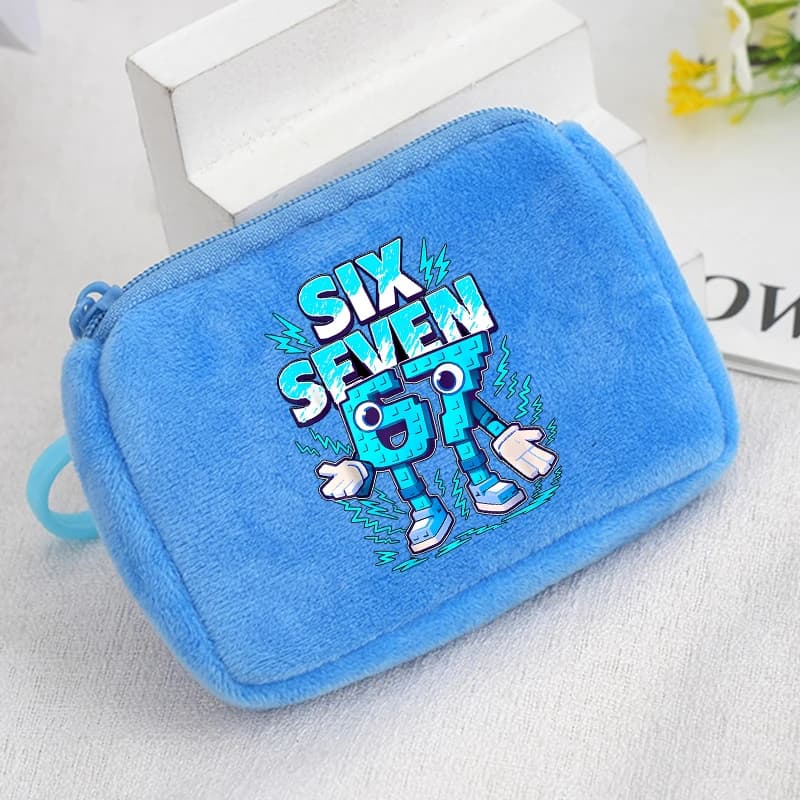 Portamonete Cartoon 'Brainrot' 67 Six Seven, Mini Portafogli con Cerniera, Pochette Anime Portatili, Borse Portachiavi, Regalo per Ragazzi e Ragazze