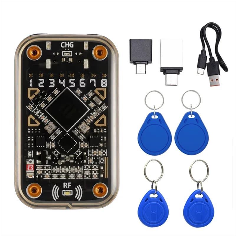 Emulatore di Smart Card Contactless FULL-Chameleon Ultra +2XUID/T5577, Lettore di Chip RFID con Portachiavi, Compatibile con NFC
