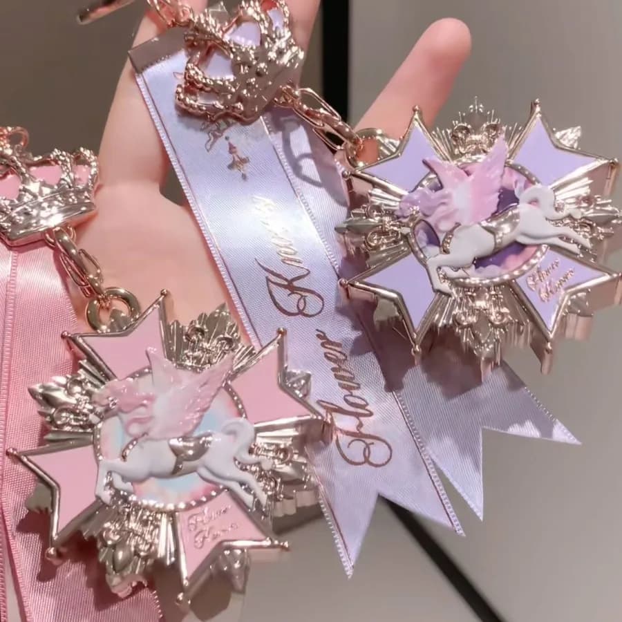 Flowerknows Collection Knight Unicorn Long Lighting Umbrella Duration for the Eye Contour with Keyring Pendant