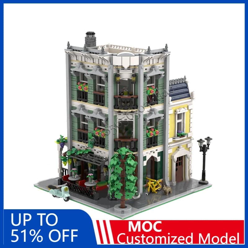 2570 pezzi City Street Scene Vine Restaurant MOC Personalizza blocchi modulari in mattoni Design educativo Regali giocattolo per le vacanze fai da te