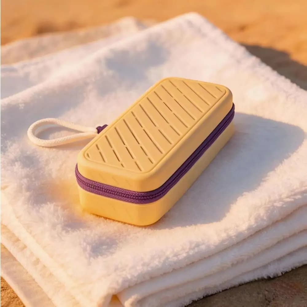 Large Capacity Silicone Swim Goggle Case Perforated Breathable Goggle Storage Box Rectangular Waterproof Makeup Brush Organizer