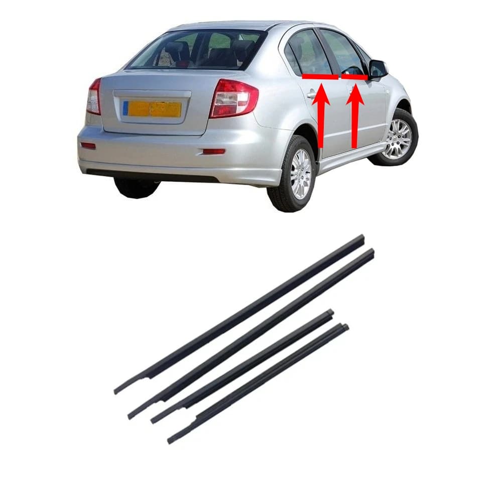4 pezzi di gomma per vetro per finestra esterna nera per Suzuki SX4 Berlina 83821-56K00-000 Guarnizione per protezione in vetro SX4 Saden