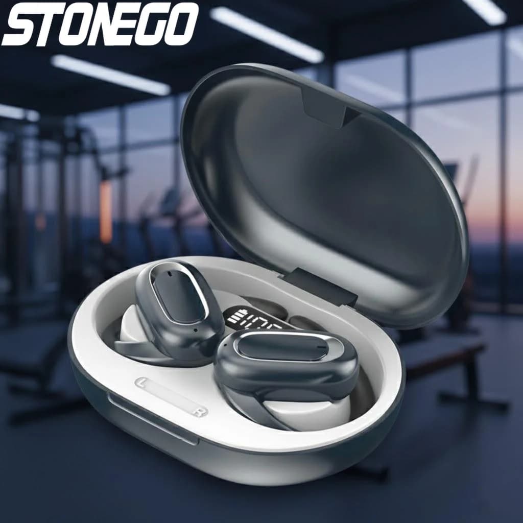 Bluetooth 5 Open Ear Wireless Headphones with Bass 3D Sound, 40 Reproduction Hours, USB Charging, IPX5 Waterproofs, Sports Audiences