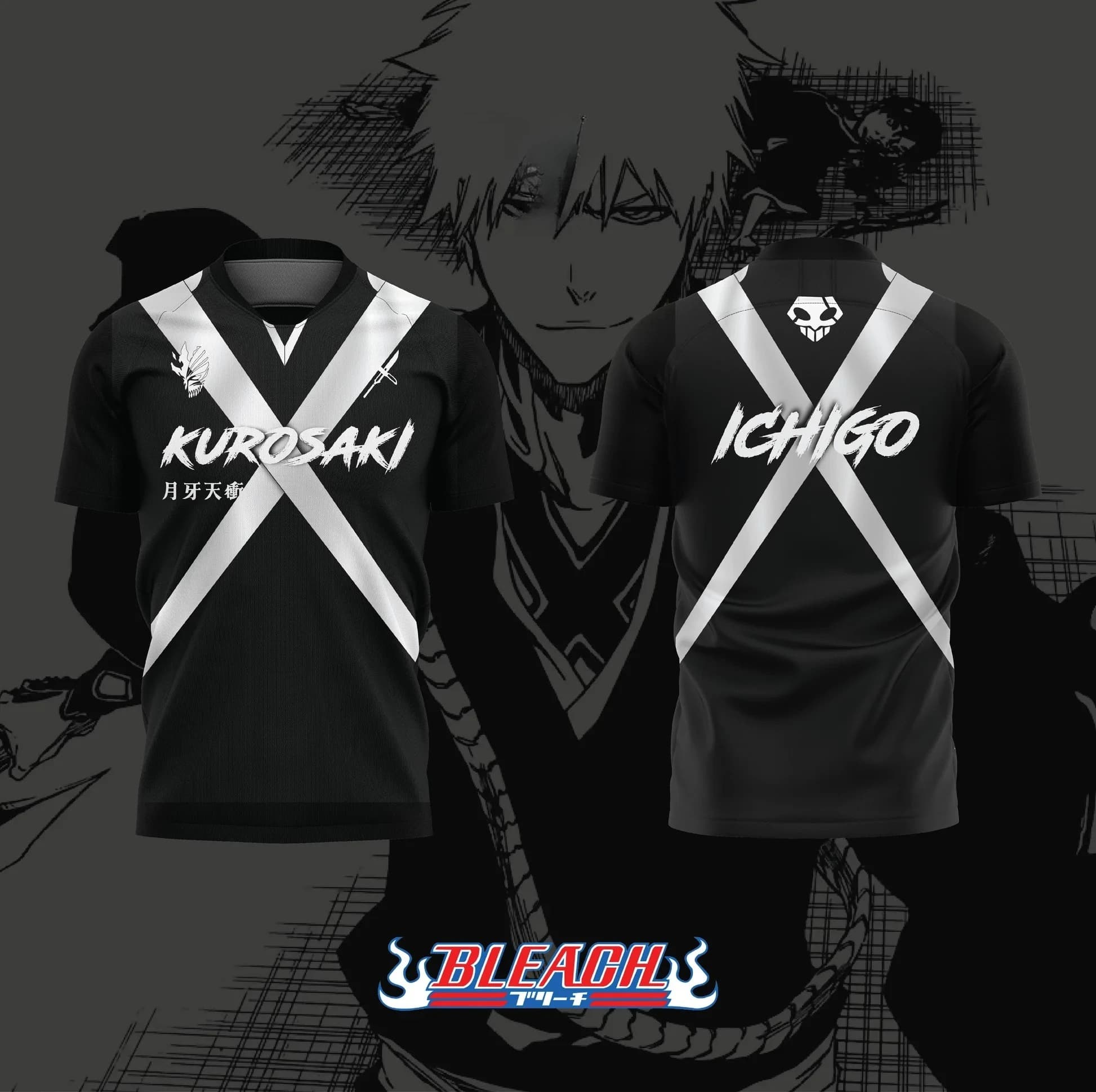 Maglia da Calcio 3D Stampata ICHIGO Anime BLEACH Bandai 2026 per Uomo, T-shirt Sportiva Estiva Casual Larga Traspirante per Bambini/Adulti