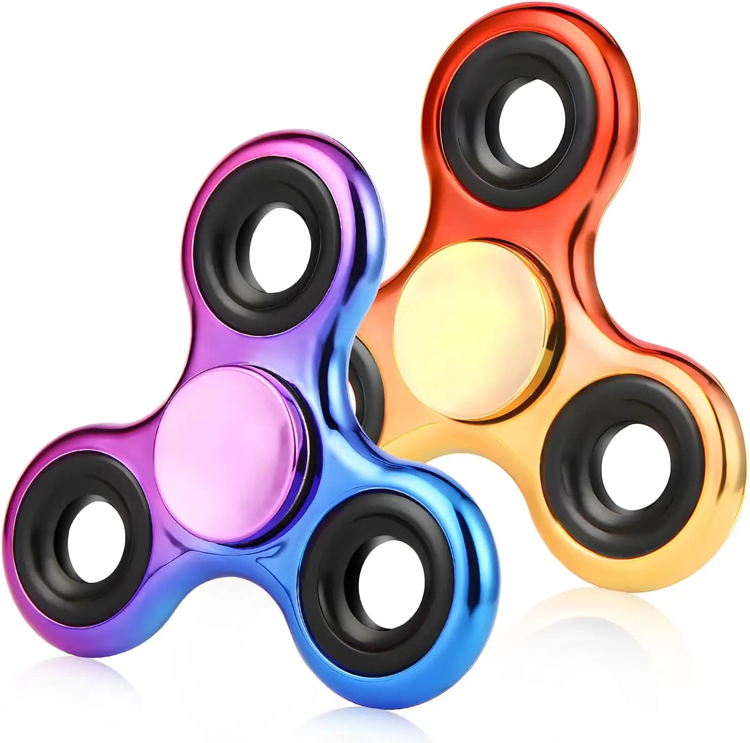 Set di 2 Fidget Spinner, Giocattoli Antistress per Adulti, Fidget Spinner in Metallo, Giocattoli Antistress per Bambini con Autismo e ADHD
