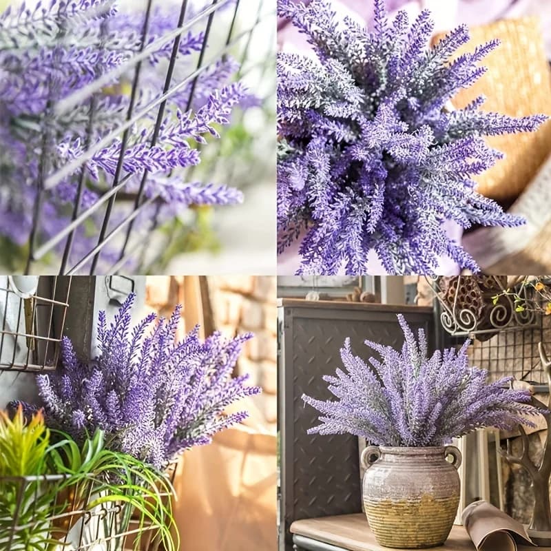 Artificial Flowers, Lavender Plants, Garlands for Festivals and Weddings, Bridal Bouquet, Home Decorations, Table, Outer, UV Protection, Gift Pack