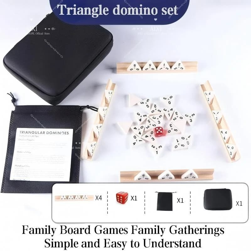 Set di Domino Triangolare da 56 Pezzi [AI XI], Confezionato in Borsa, Giochi da Tavolo per Famiglie e Riunioni, Semplice e Facile da Comprendere