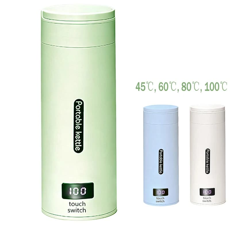 Bollitore Elettrico Portatile da Viaggio 220V 110V con Display Digitale, 4 Livelli, 500ML, 300W, Termostato, Bottiglia per Acqua Calda