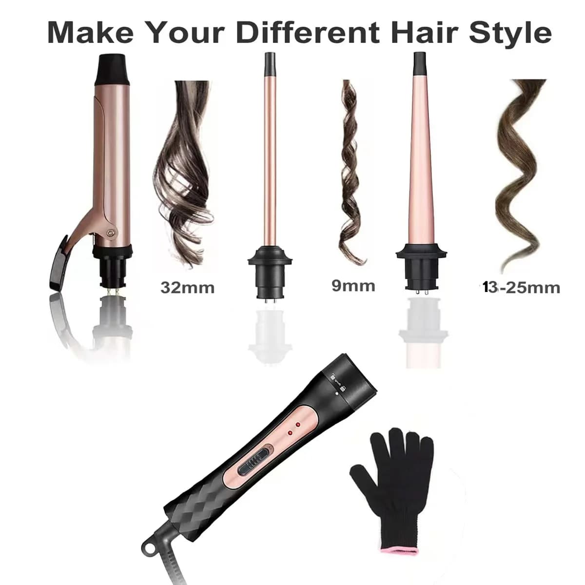 Iron curlyhairs 3 in 1, small curly hair curls, with ceramic cylinder tormaline for short and long hair, thin hair curling.