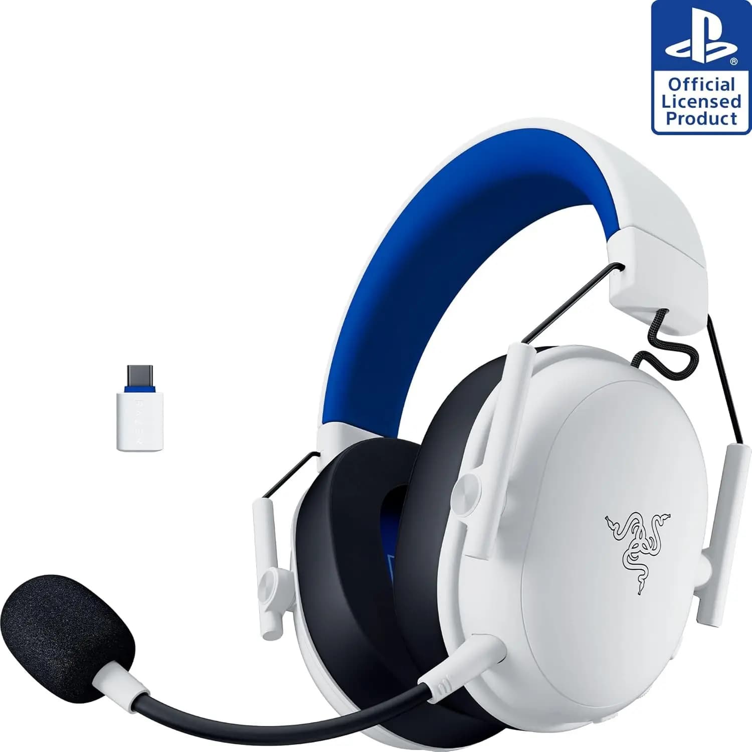 Cuffie da Gaming Wireless per PS5, PC, Mac, Switch: Driver da 50mm, Microfono Cardioide, Bluetooth, Lunga Durata della Batteria in Bianco