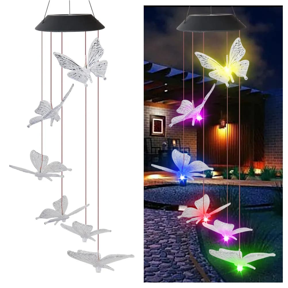 Solar Wind Chime Light with 6 Color Changing Leds Automatic Night Glow Built in Light Sensor for Garden Yard Porch Patio Roof