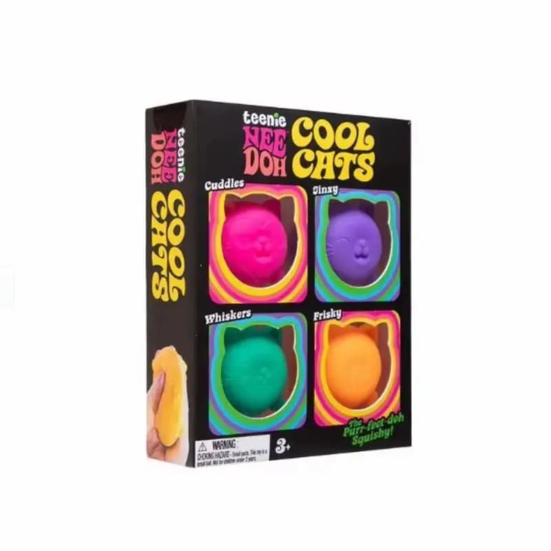 Nuovo Set di 4 Adorabili Mini Gatti Teenie Nee Doh, Giocattoli Antistress Morbidi e Spremibili per Adulti