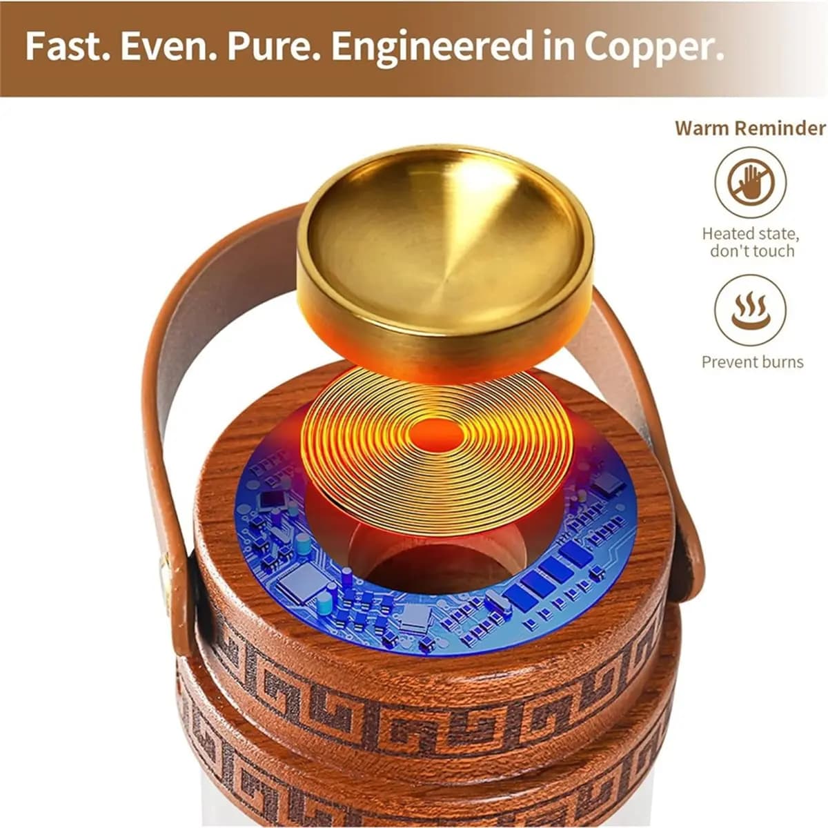 TODAY@BUY@~ Electric Waterless Essential Oil Heat Diffuser with Glow Warm Mood Light, Portable Natural Wood Oil Warmer for Yoga