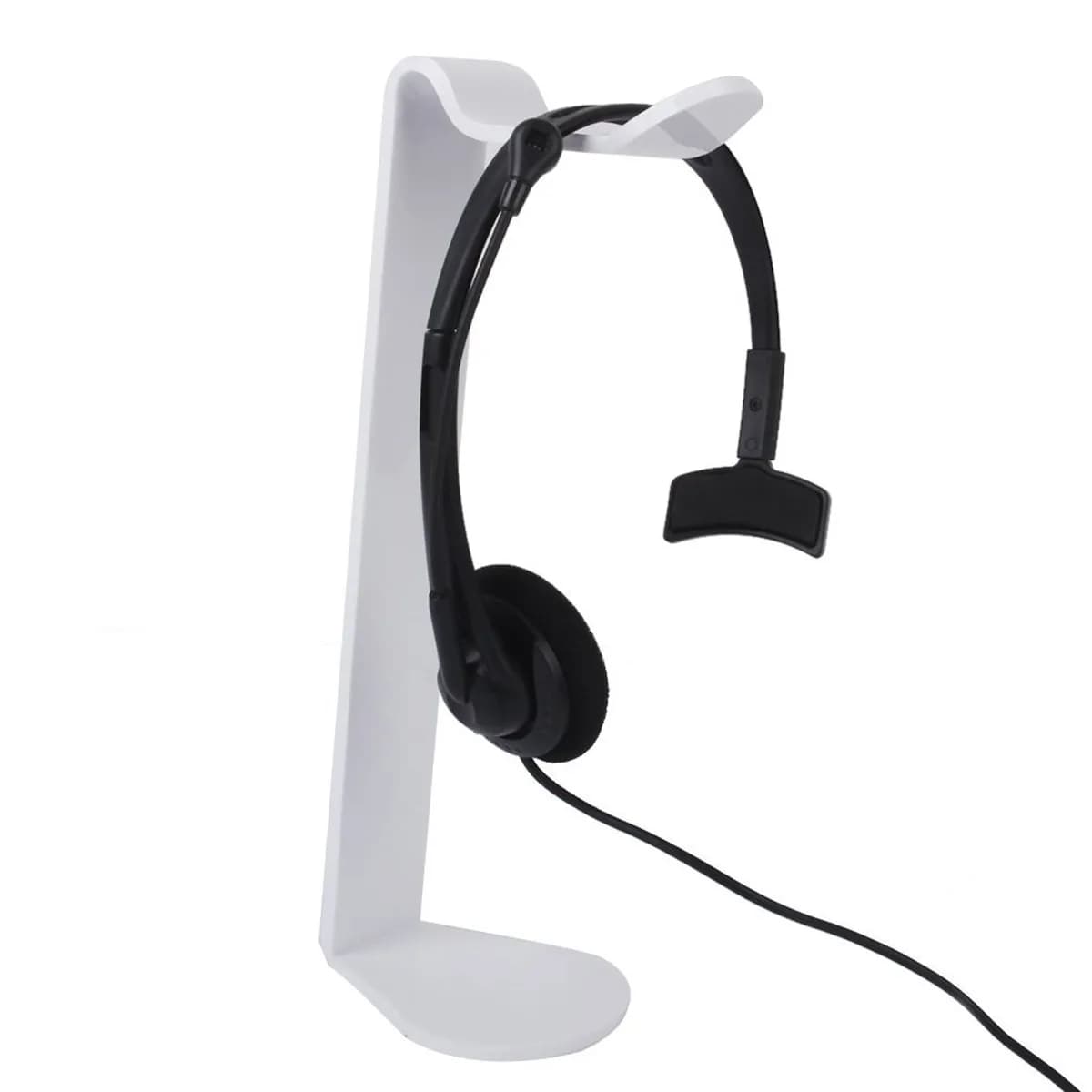 Supporto per cuffie in acrilico traslucido, design semplice, lunghezza 25 cm, universale, professionale, stabile, da tavolo