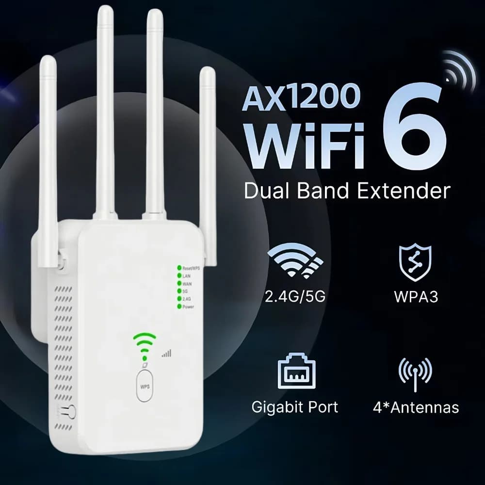 Ripetitore WiFi 5Ghz Router 1200Mbps Amplificatore WiFi Extender Dual Band 2.4G/5GHz Ripetitore di segnale Wi-Fi Rete a lungo raggio per la casa
