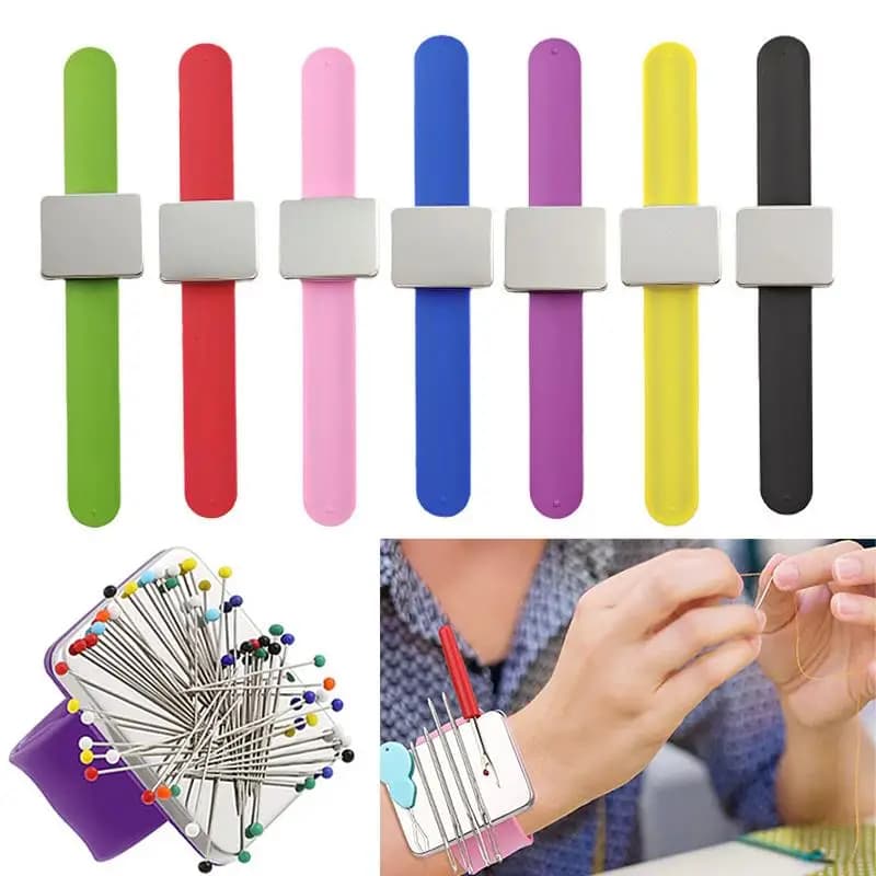 Cuscino per spilla da cucito magnetico cuscino per ago da polso in Silicone braccialetto sicuro spilla per cuscino spille da cucito supporto per spilla da polso