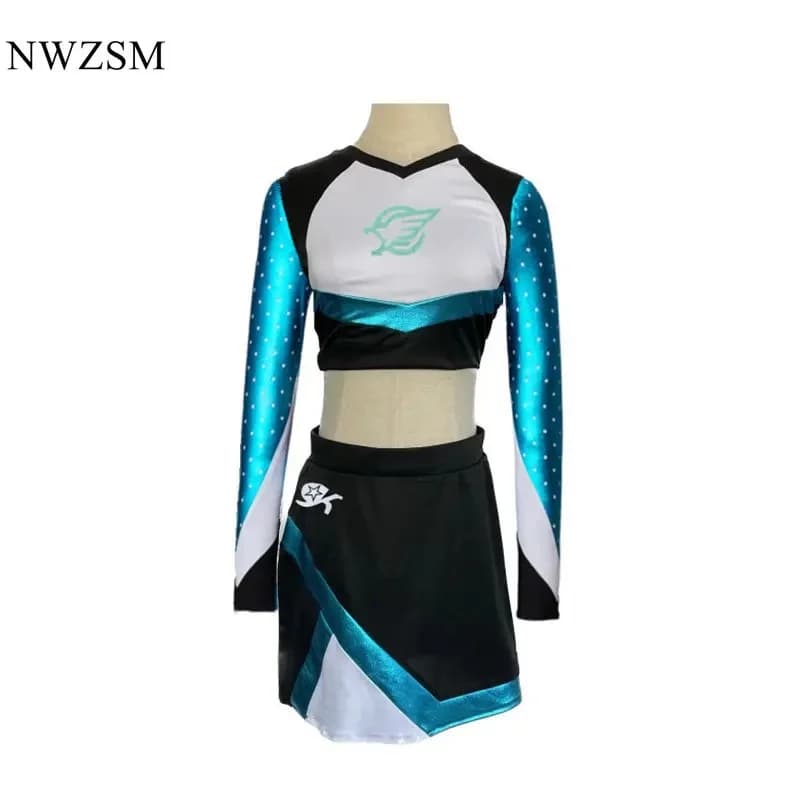 (#^.^#) 2026 New Euphoria Cheerleader Uniform Maddy Outfit Long Sleeve Crop Top with Mini Skirt Set High School Women →_→LOOK ME