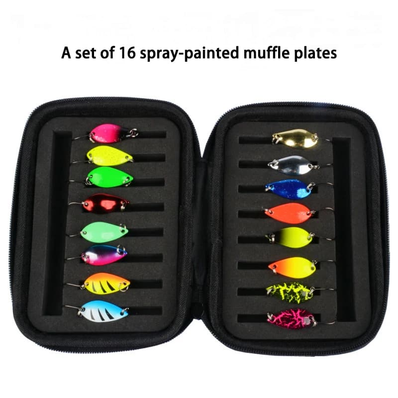 Wholesale of 16 pieces of sequin set with spray-painted horse mouth, small package, EVA outdoor bag, white strip set with bait with Luya sequins