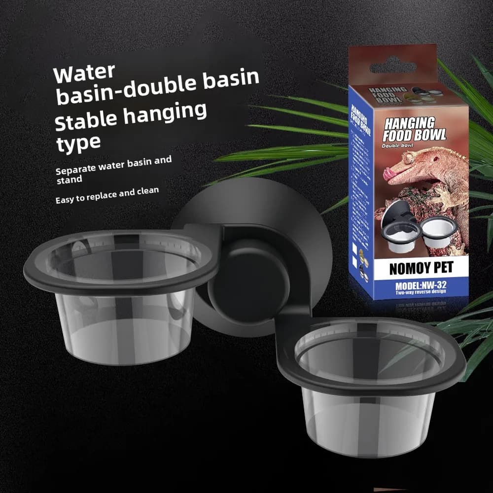 NOMOY Ciotola per alimenti e acqua sospesa per animali domestici - Alimentatore singolo/doppio con gancio per gabbia, piatto anti-fuoriuscita facile da installare per piccoli animali