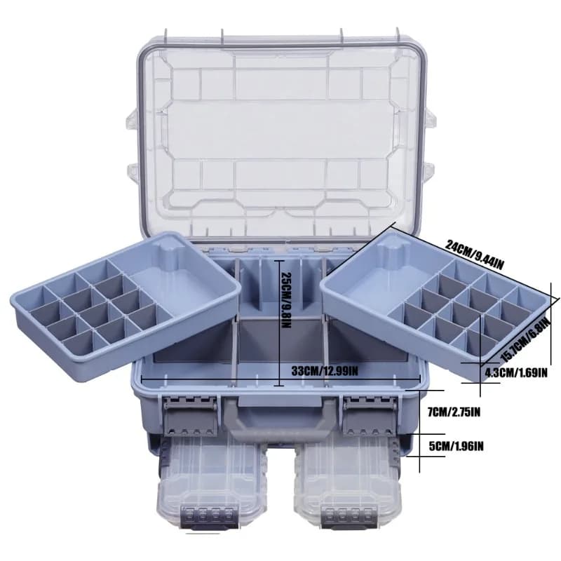 2026 Portable Handheld Lure Tackle Box Large Capacity Waterproof Double Layer Storage Case